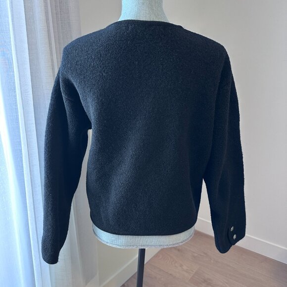 Vintage Wool Boucle Lady Jacket Cardigan sz L - Black - Picture 6 of 11